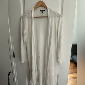 Eileen Fisher White Open Front Cardigan Duster